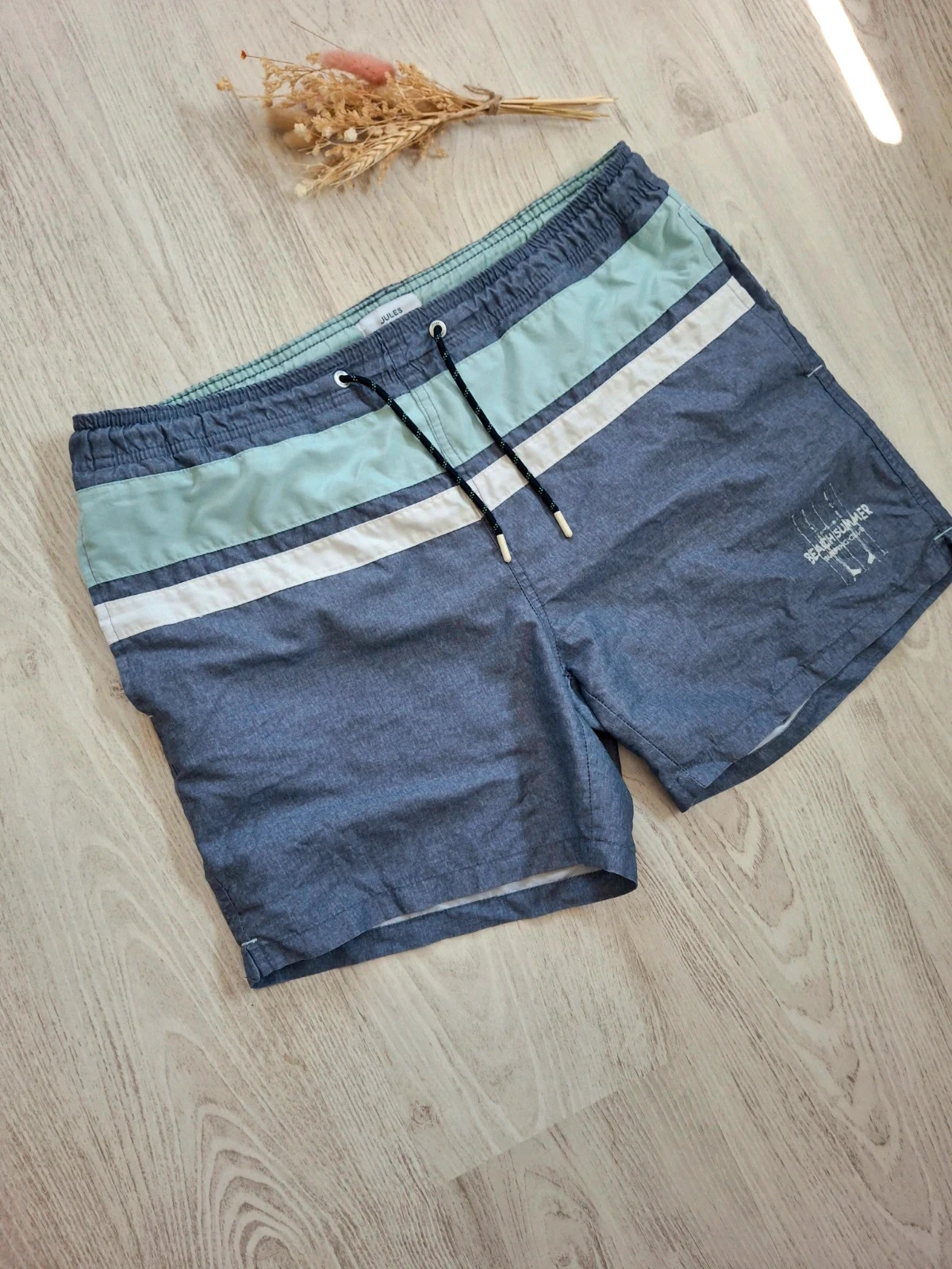 Short de baño para hombre azul/blanco/turquesa Jules – Talla L – photo 2